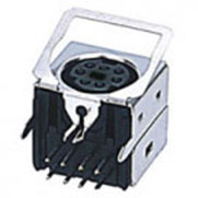 Mini Din Connector, 7 Position, with Front Spring Ground, Straight Grounding Tabs, Snap Fit Terminal Tab