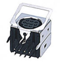 Mini Din Connector, 9 Position, with Front Spring Ground, Straight Grounding Tabs, Snap Fit Terminal Tab