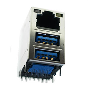 Modular Jack, RJ45, With USB 3.0 Type A Port, With Transformer, With LED, Gigabit Ethernet Application