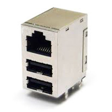 Combo Jack, RJ45 and Dual USB, Shielded w/out EMI Tabs, No LED