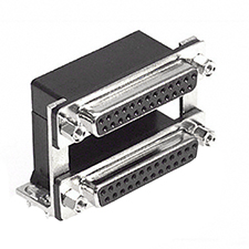 D-Subminiature Connector, Dual Stacked, 25 Position Female Over 25 Position Female, 4 Boardlocks