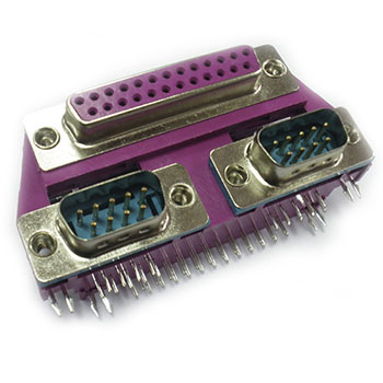 D-Subminiature Connector, Dual Stacked, DB25F Top, DB9M & DB9M Bottom, w/PC99 Color