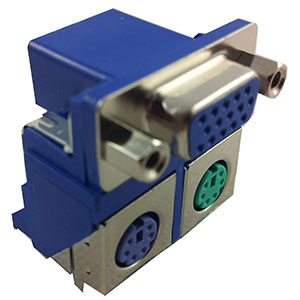 D-Subminiature, Dual Stacked, High Density, 15 Position, Over 6 Mini Din (Two)