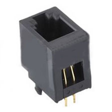 Modular Jack, RJ11 (4P4C) Jack, Single Port, Non-Shielded, Top Entry, With Flange