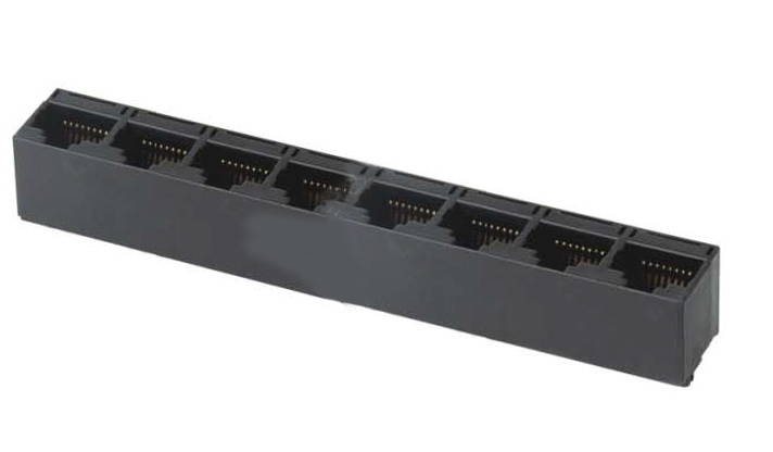 Modular Jack, RJ45, 8 Port, Non-Shielded, Closed Bottom, Top Entry