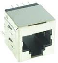RJ45 Top Entry, Single Port, Shielded, Thru Hole, w/ Mid High EMI Spring Tabs, Front PCB Ground Tab - 3.05