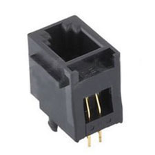 Modular Jack, RJ45 (4P4C) PCB Jack, Single Port, Non-Shielded, Top Entry, Closed Bottom, Without Flanges