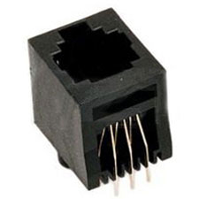 Modular Jack, RJ45 (6P4C) PCB Jack, Single Port, Non-Shielded, Top Entry, Closed Bottom, With Flange