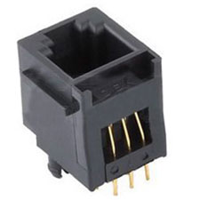 Modular Jack, RJ12 (6P6C) PCB Jack, Single Port, Non-Shielded, Top Entry, Closed Bottom, With Flange
