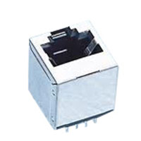 RJ45 Top Entry, Shielded, Closed Bottom, Thru Hole,  Front PCB Ground Tab - 3.05