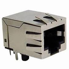Modular Jack, Single Port, RJ45, Shielded, Side Entry,EMI Springs, Tabs On Top Sides & Bottom, No Rear Tabs; Category 5, Front, 4.57 mm