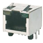Modular Jack, Single Port, Shielded With Spring Tabs (Top only), Side Entry, Thru Hole