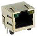 Modular Jack Single Port RJ45, Shielded With Spring Tabs (Top and Sides), With LED, Thru Hole