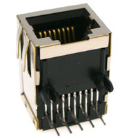 RJ 45, 1 Port, Shielded w/Spring Tabs (Top, Sides & Bottom), Thru Hole
