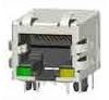 RJ45 Jack, w/LED, w/Transformer, Single Port, Shielded,PCB Shield PEG 3.05mm, Staggered LEDs