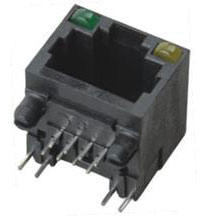 Modular Jack, Single Port RJ45, Non-Shielded, Side Entry, Right Angle, with LED