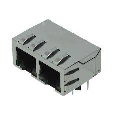 Modular Jack, RJ45, 2 Port, EMI Spring Tabs on Top and Sides, No Rear Tabs