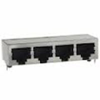 RJ45 Jack, w/ Transformer - 4 Port, Shielded, Front Tab 3.65mm