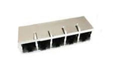 Modular Jack, RJ45, 5 Port, Single Row, Shielded, with Spring Tabs on Top & Sides, 3.65mm Front Tab, 2 Rear Tabs