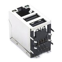 Modular Jack, RJ45, With USB Port, With Transformer Type 8, With LED, Shielded, Gigabit Ethernet Application