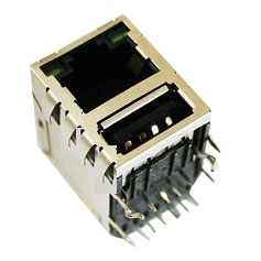 Combo Jack, Single Port RJ45, Shielded, With Transformer, Type T5, With LEDs, Single USB Type 2, Gigabit Ethernet Application