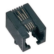 Modular Jack, Single Port RJ12 (6PCC), Non-Shielded, Side Entry, Right Angle, Very Low Profile