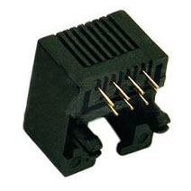 Modular Jack, Single Port RJ45 (8PCC), Non-Shielded, Side Entry, Right Angle, Very Low Profile