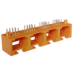 RJ45 Connector, Very Low Profile, 4 Port, Optional Insulator Colors