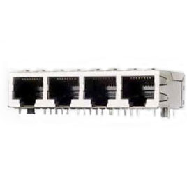 Modular Jack, RJ45, 2x2, with EMI Panel Grounds on Top, Sides & Bottom, CAT 5
