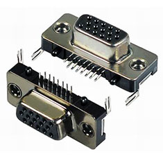 D-Sub Connector, Ultra Thin, 15 Position, Receptacle, Thru Hole