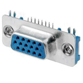 D-Sub Connector, Ultra Thin, 15 Position, High Density, Female, Thru Hole,  3.08mm Foot Print VESA Compliant,