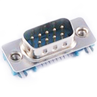 D-Sub Connector, Ultra Thin, 9 Position Male Pin, Thru Hole, 2.5mm Foot Print