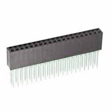 Receptacle Assembly, 2.54mm Pitch, Thru Hole, Double Row, Tuning Fork Contact, Top Entry, Vertical, 11.00mm Height, 5.00mm Width, Wire Wrap Tail