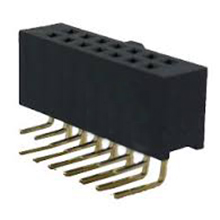 Receptacle Assembly, 2.54mm Pitch, Thru Hole, Double Row, Tuning Fork Contact, Right Angle, w/Polarization