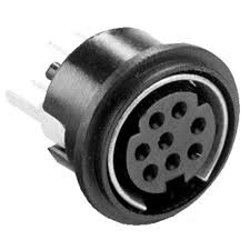 Mini Din Connector, 8 Position, Non-Shielded, Vertical PCB Mount