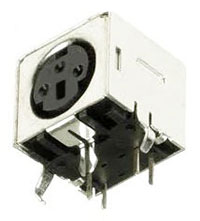 Mini Din Connector, 3 Position, Fully Shielded, Kinked Grounding Tabs, Straight Terminal Tab