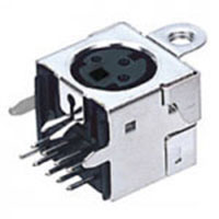 Mini Din Connector, 3 Position, Fully Shielded w/Panel Mount Screw Attachment (M3 Thread), Straight Grounding Tabs, Snap Fit Terminal Tab