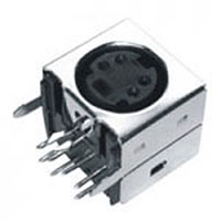 Mini Din Connector, 4 Position, Fully Shielded, Straight Grounding Tabs, Snap Fit Terminal Tab