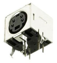 Mini Din Connector, 4 Position, Fully Shielded, Kinked Grounding Tabs, Straight Terminal Tab