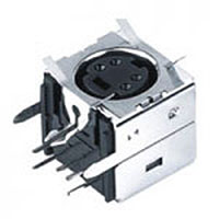 Mini Din Connector, 4 Position, with 4 Point Spring Ground, Straight Grounding Tabs, Snap Fit Terminal Tab