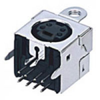 Mini Din Connector, 4 Position, Fully Shielded w/Panel Mount Attachment (3.2mm ⌀ Mounting Hole) Straight Grounding Tabs, Snap Fit Terminal Tab