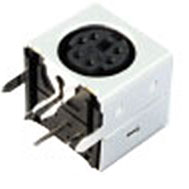 Mini Din Connector, 6 Position, Fully Shielded, Straight Grounding Tabs, Snap Fit Terminal Tab