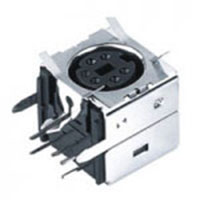 Mini Din Connector, 6 Position, with 4 Point Spring Ground, Straight Grounding Tabs, Snap Fit Terminal Tab