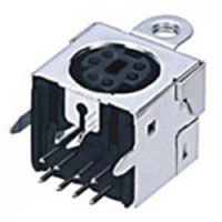Mini Din Connector, 6 Position, Fully Shielded w/Panel Mount Attachment 3.2mm ⌀ Mounting Hole) Straight Grounding Tabs, Snap Fit Terminal Tab