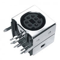 Mini Din Connector, 7 Position, Fully Shielded, Straight Grounding Tabs, Snap Fit Terminal Tab