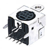 Mini Din Connector, 7 Position, Fully Shielded w/Panel Mount Attachment (3.2mm ⌀ Mounting Hole) Straight Grounding Tabs, Snap Fit Terminal Tab