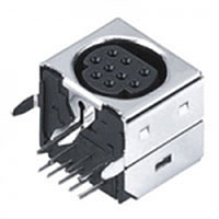 Mini Din Connector, 9 Position, Fully Shielded, Straight Grounding Tabs, Snap Fit Terminal Tab