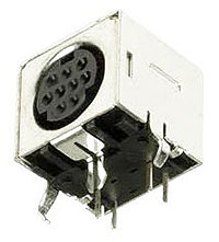 Mini Din Connector, 9 Position, Fully Shielded, Kinked Grounding Tabs, Straight Terminal Tab