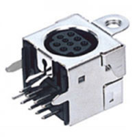 Mini Din Connector, 9 Position, with 4 Point Spring Ground, Straight Grounding Tabs, Snap Fit Terminal Tab