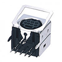 Mini Din Connector, Fully Shielded, Front Spring Ground, Straight, Side Tabs, Snap In Fit Terminal